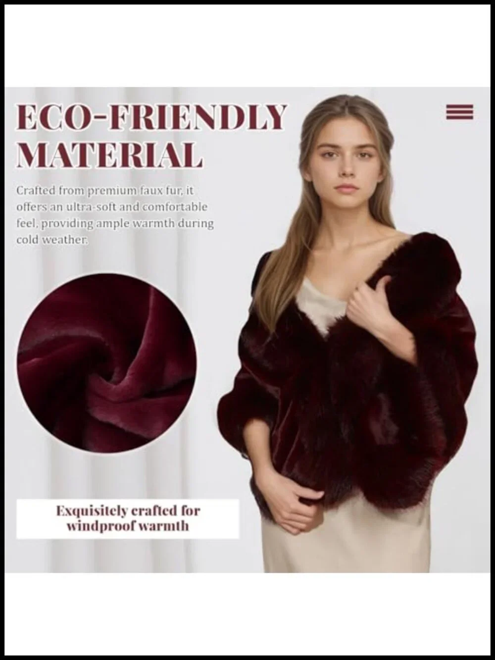 Faux Fur Wrap Cape Shawl Winter Warm Luxury Cloak Party Evening Formal Coat